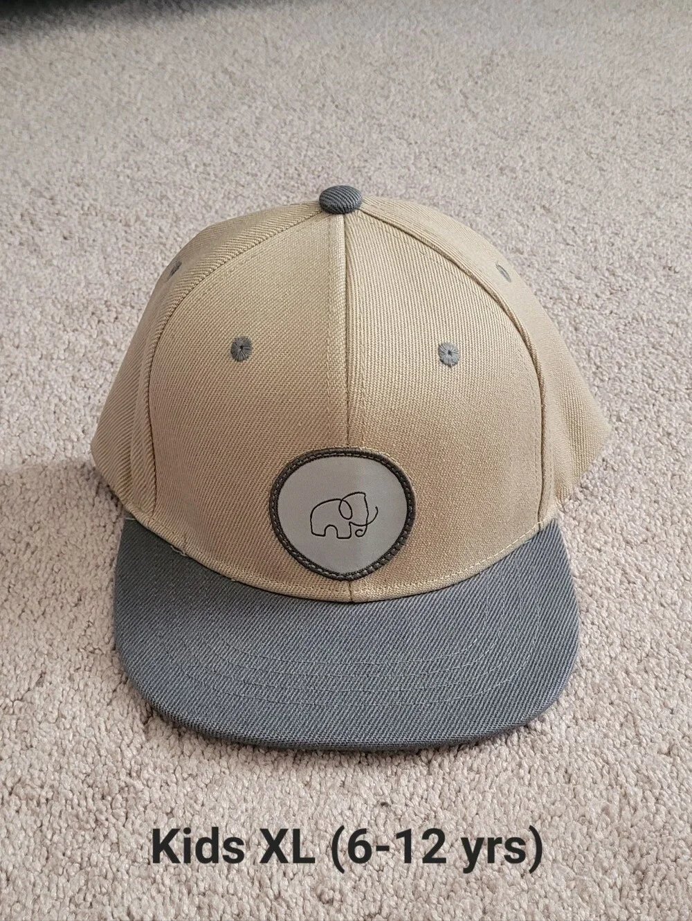 Jack & Winn - Kids Beige and Gray Elephant Patch Snapback Hat